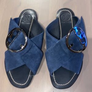 Tory Burch sz 6 Blue Suede slip-on sandals